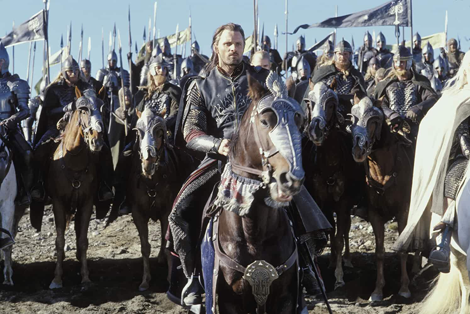 Lord of the Rings series: Viggo Mortensen on a horse leading an army
