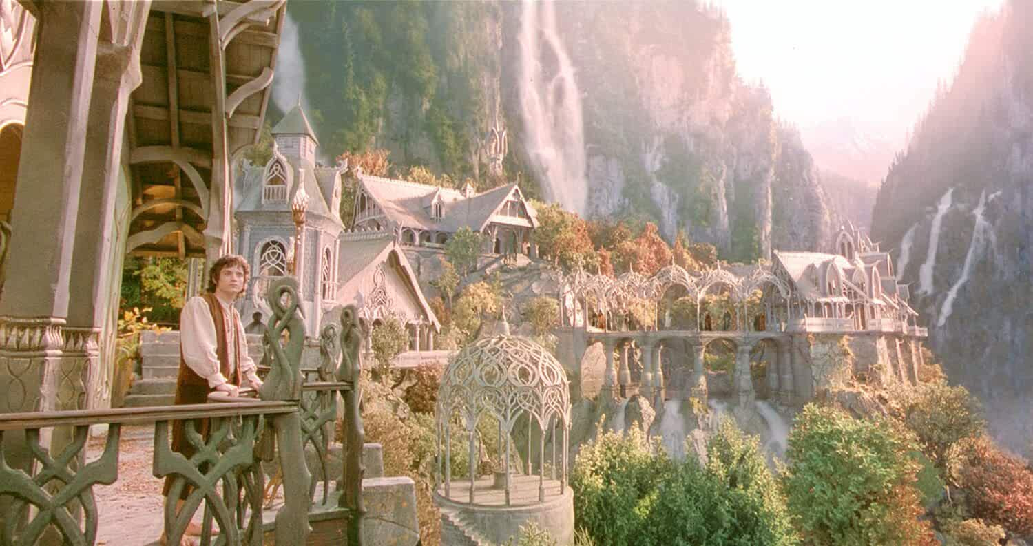 Lord of the Rings series: Elijah Wood on a balcony in Rivendell.