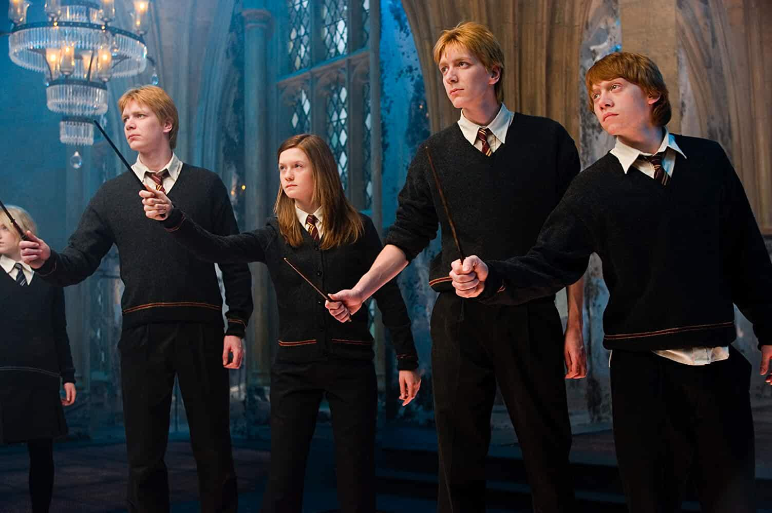 Harry Potter Series: Evanna Lynch, James Phelps, Bonnie Wright, Oliver Phelps, Rupert Grint (Left to right)