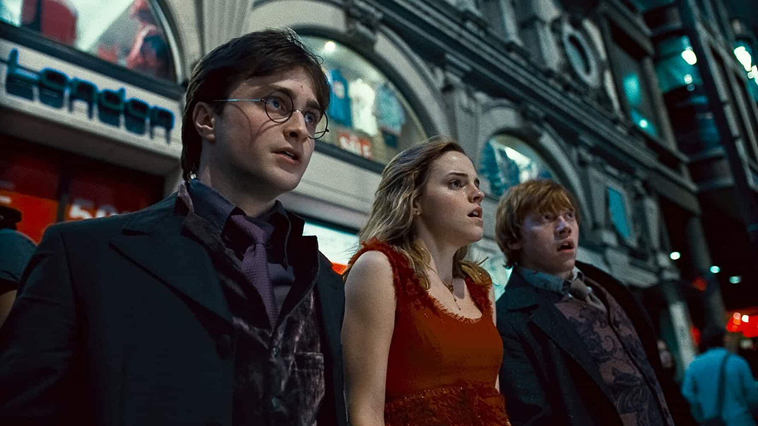 Harry Potter Series: Daniel Radcliffe, Emma Watson, Rupert Grint (Left to right)