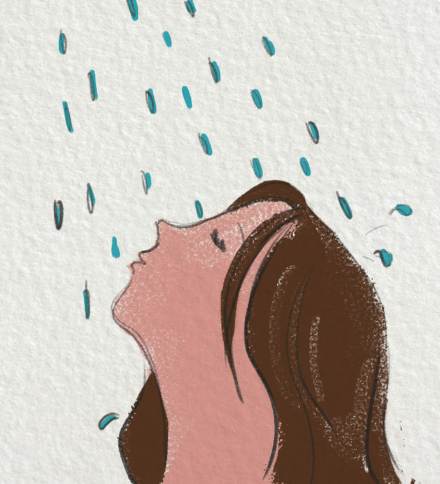 Illustration- A girl enjoying her shower